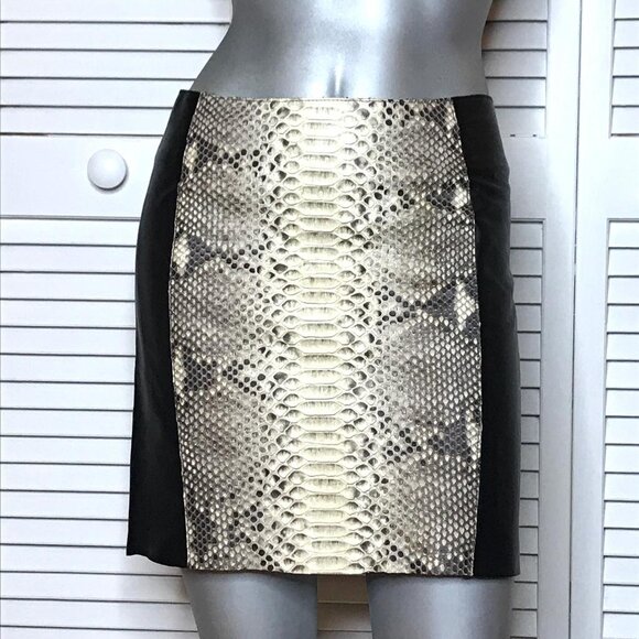 MAJE Black Lambskin Leather & GENUINE Python Snakeskin Gray Mini Skirt 34 2 XS - Picture 8 of 8